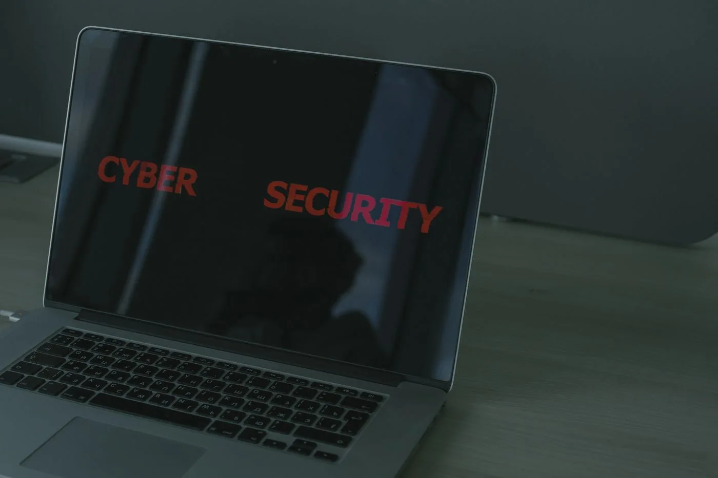 Cybersecurity information displayed on a laptop
