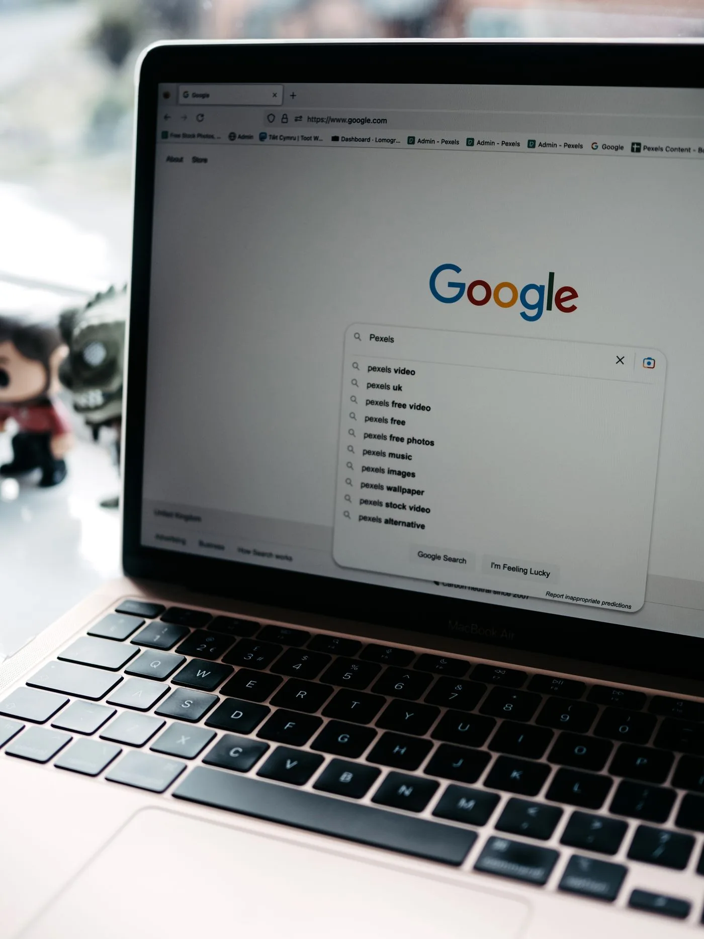Search suggestions on a laptop screen