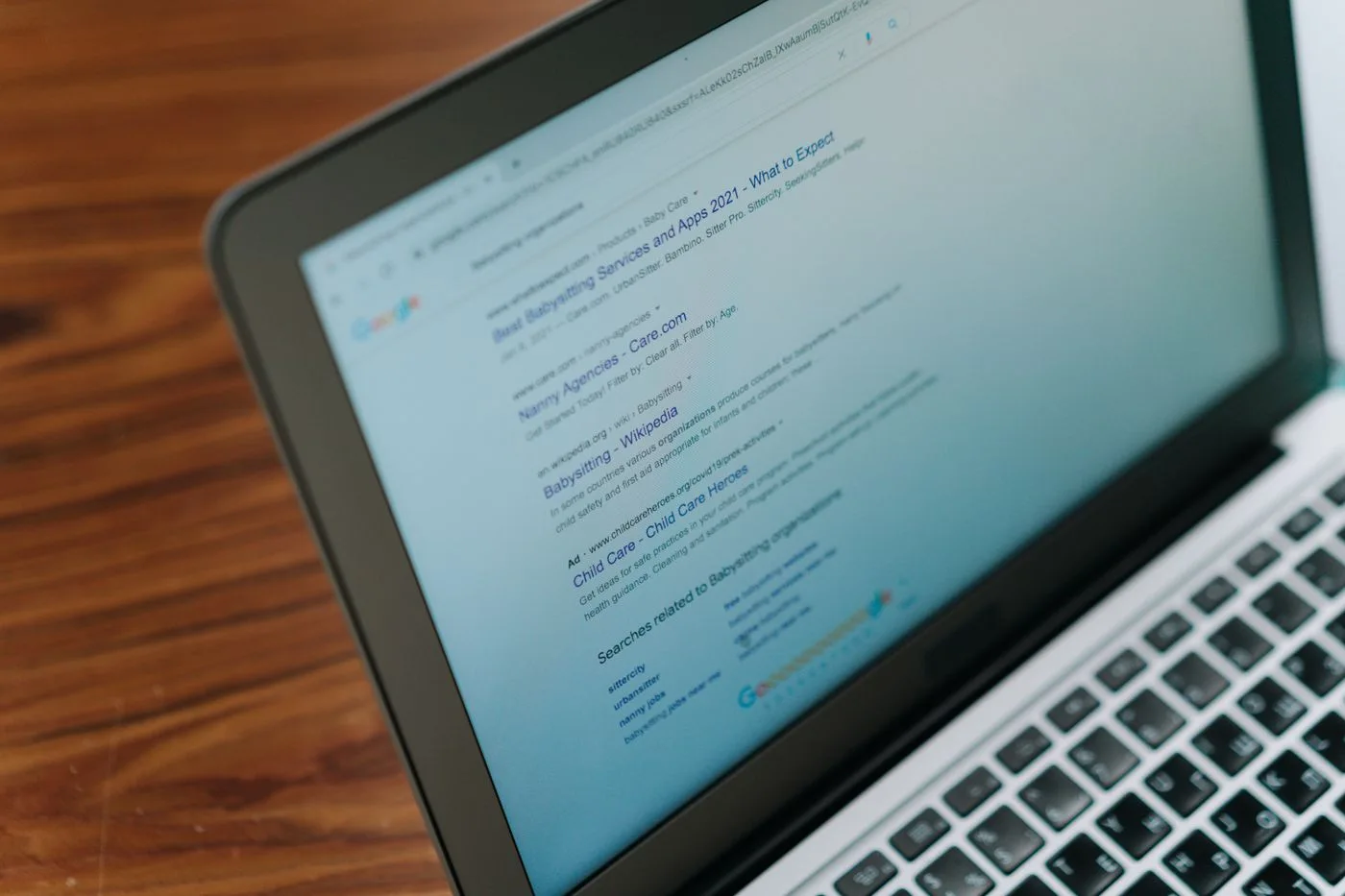A browser showing a search page