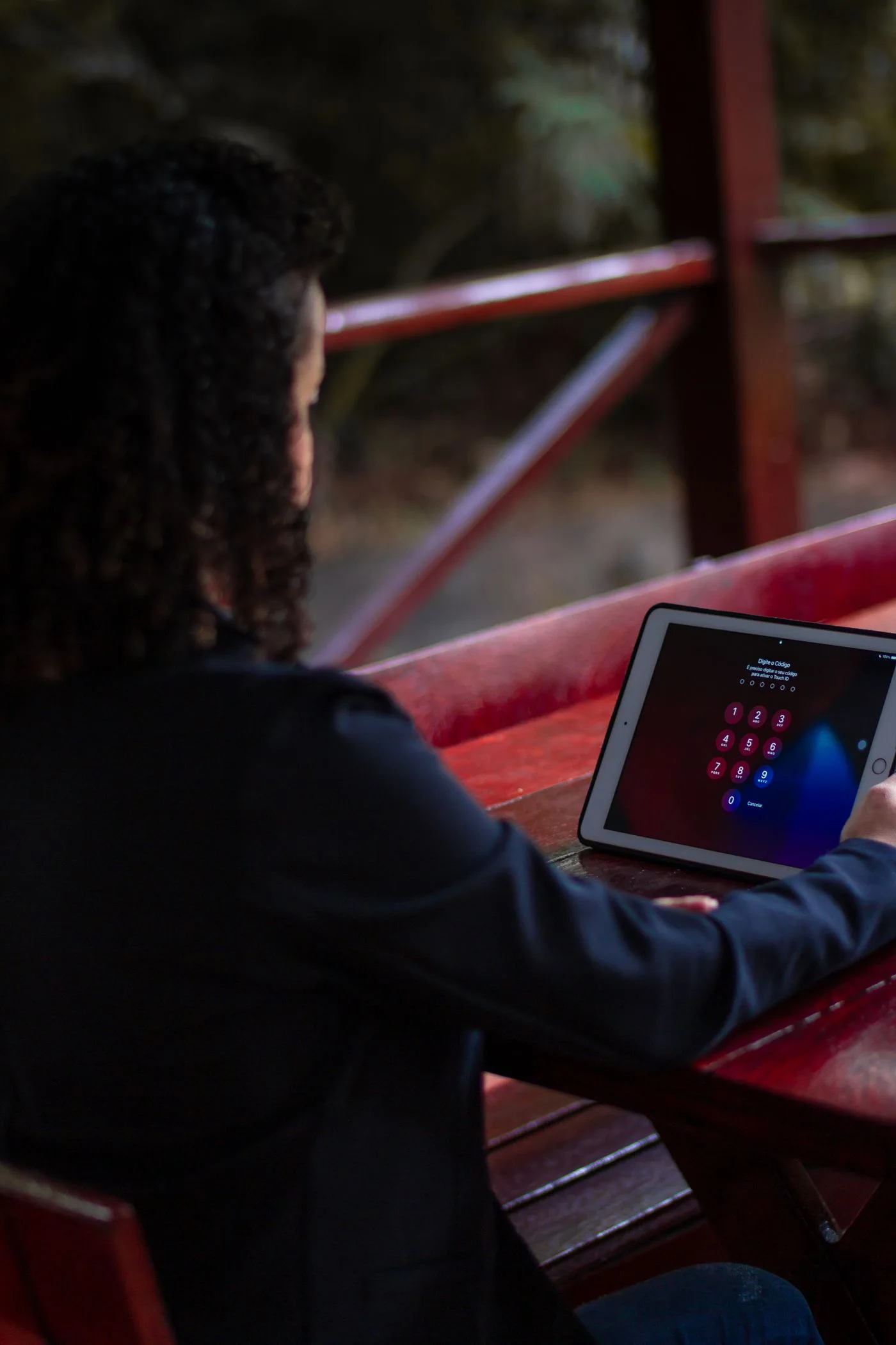 A tablet displaying a passcode entry screen
