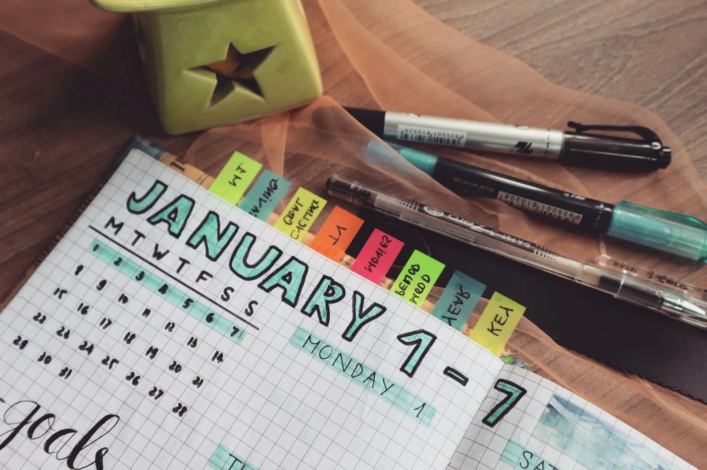 A planner with goals and marked sections