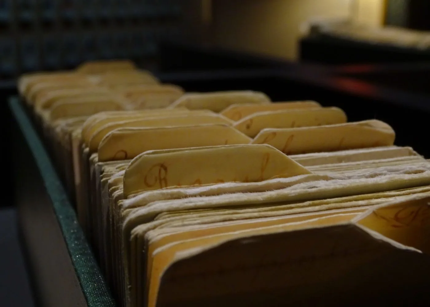 Rows of organised paper files