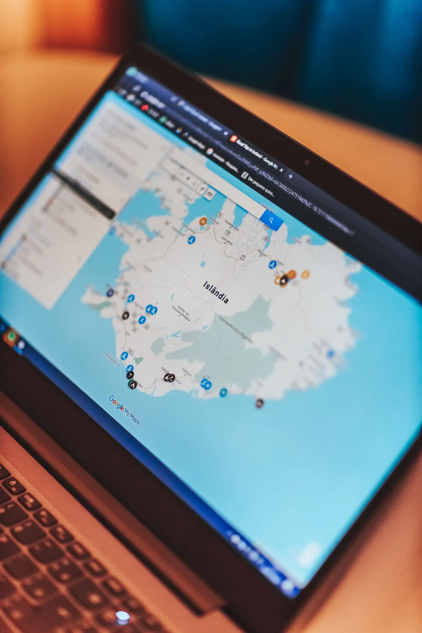 An online map displayed on a laptop