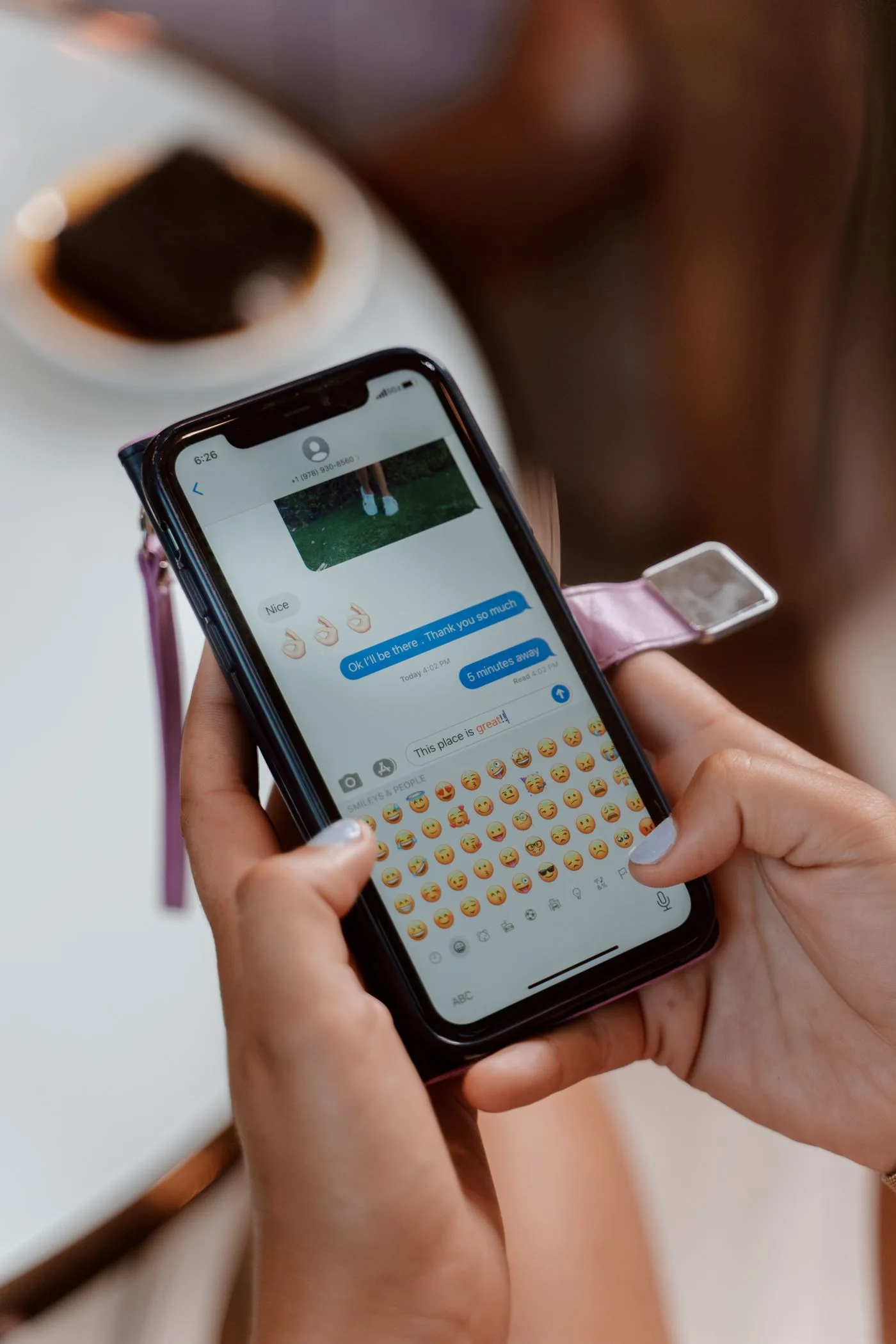 Writing a message on a smartphone